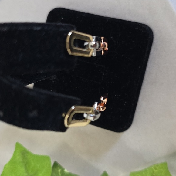 Tricolor Gold Paperclip Chain Link Drop Dangle Earringd - Picture 6 of 8